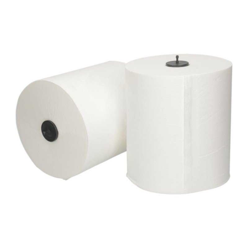 Bobine type essuiematic - Blanc - 150 m - 2 Plis - Collés - Colis de 6 rouleaux